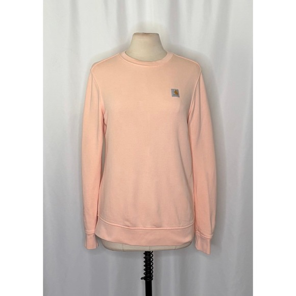 CARHARTT Relaxed Fit Sweatshirt Solid Light Peach Pink Pullover Crewneck Small - Picture 3 of 11